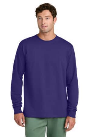 TEAM PURPLE PC54LS port & co long sleeve core cotton tee