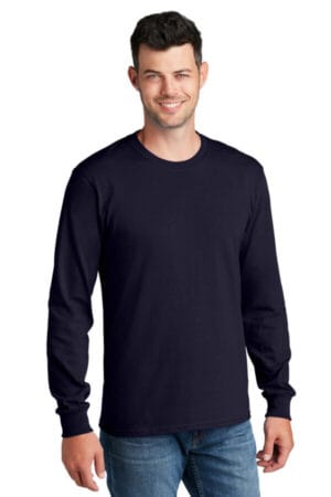 TRUE NAVY PC54LS port & co long sleeve core cotton tee