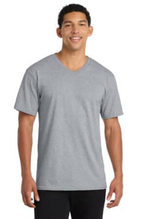 ATHLETIC HEATHER PC54V port & co core cotton v-neck tee