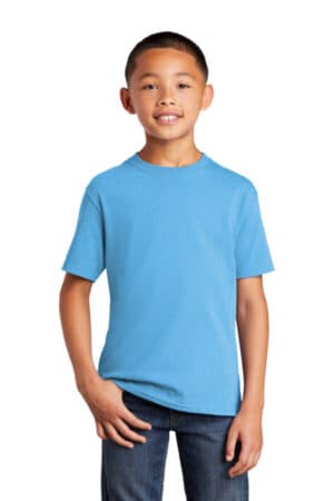 AQUATIC BLUE PC54YDTG port & company youth core cotton dtg tee