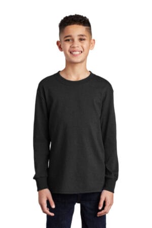 JET BLACK PC54YLS port & company youth long sleeve core cotton tee