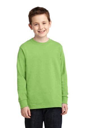 LIME PC54YLS port & company youth long sleeve core cotton tee