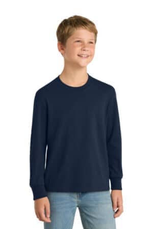 TRUE NAVY TRUE NAVY PC54YLS port & co youth long sleeve core cotton tee