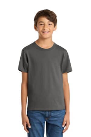 CHARCOAL PC54Y port & co youth core cotton tee