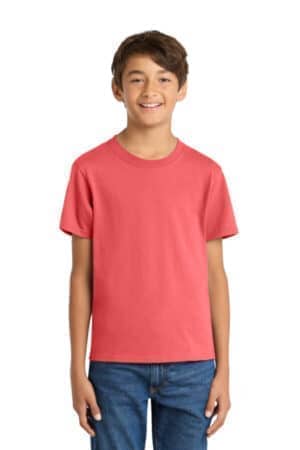 CORAL PC54Y port & co youth core cotton tee
