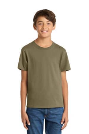 COYOTE BROWN PC54Y port & co youth core cotton tee