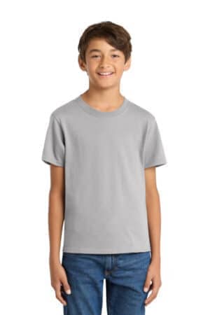 SILVER SILVER PC54Y port & co youth core cotton tee
