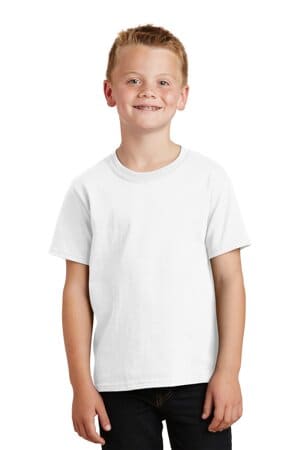 WHITE PC54Y port & company-youth core cotton tee