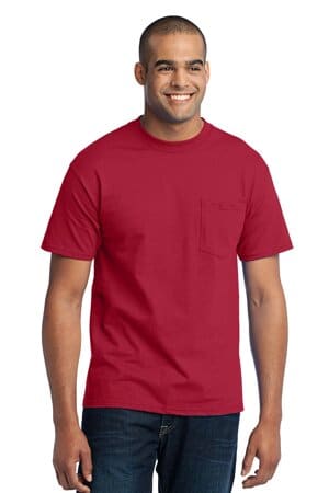 RED PC55PT port & company tall core blend pocket tee