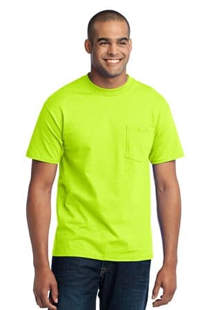 SAFETY GREEN PC55PT port & company tall core blend pocket tee