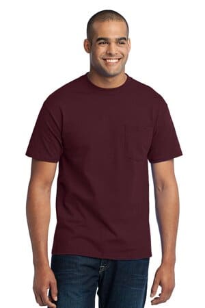 ATHLETIC MAROON PC55PT port & company tall core blend pocket tee