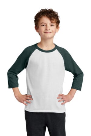 PC55YRS port & company youth core blend 3/4-sleeve raglan tee