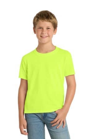 SAFETY GREEN PC55Y port & co youth core blend tee