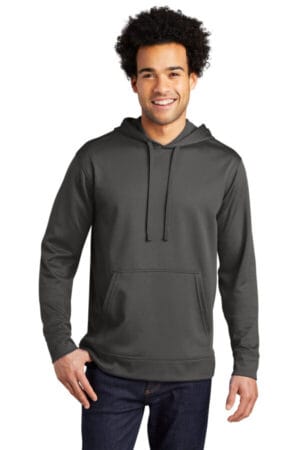 CHARCOAL PC590H port & company performance fleece pullover hooded sweatshirt