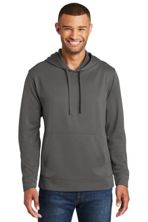 CHARCOAL PC590H port & company performance fleece pullover hooded sweatshirt