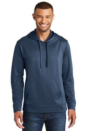 DEEP NAVY PC590H port & company performance fleece pullover hooded sweatshirt