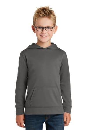 CHARCOAL PC590YH port & company youth performance fleece pullover hooded sweatshirt