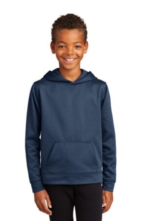 DEEP NAVY PC590YH port & company youth performance fleece pullover hooded sweatshirt