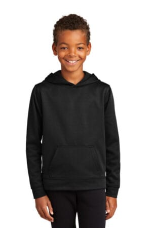 JET BLACK PC590YH port & company youth performance fleece pullover hooded sweatshirt