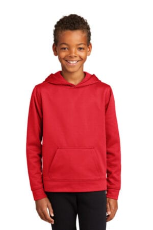 RED PC590YH port & company youth performance fleece pullover hooded sweatshirt