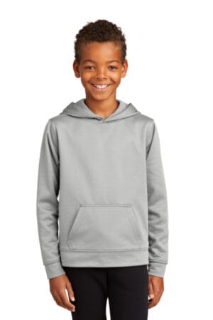 SILVER PC590YH port & company youth performance fleece pullover hooded sweatshirt