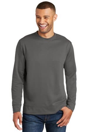 CHARCOAL PC590 port & company performance fleece crewneck sweatshirt