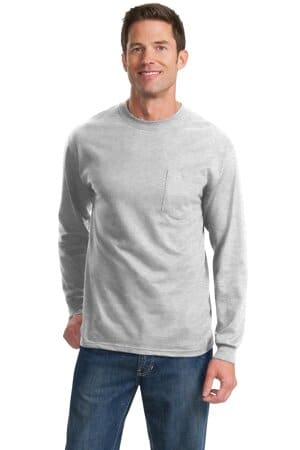 PC61LSP port & company-long sleeve essential pocket tee