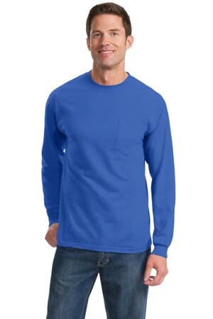 PC61LSP port & company-long sleeve essential pocket tee