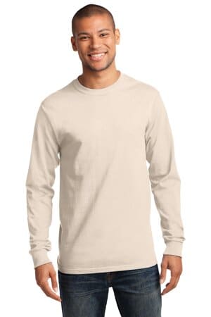 NATURAL PC61LS port & company-long sleeve essential tee