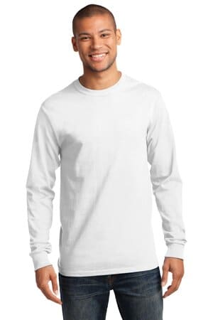 WHITE PC61LS port & company-long sleeve essential tee