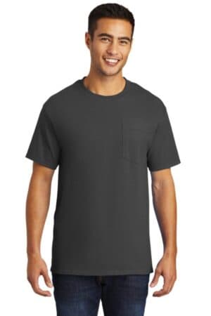 CHARCOAL PC61PT port & company-tall essential pocket tee