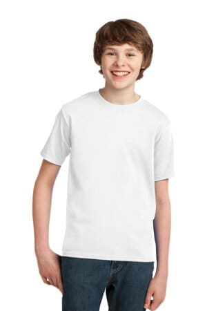 WHITE PC61Y port & company-youth essential tee