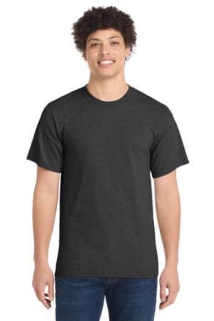 DARK HEATHER GREY PC61 port & co essential tee