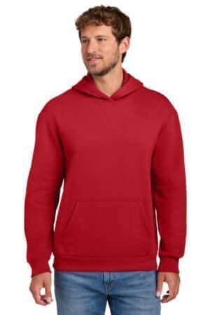 RED PC68H port & co easy fleece pullover hooded sweatshirt