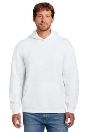 WHITE PC68H port & co easy fleece pullover hooded sweatshirt