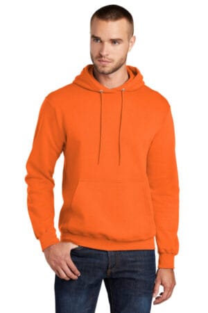 S. ORANGE PC78HT port & company tall core fleece pullover hooded sweatshirt