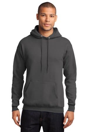 CHARCOAL PC78H port & company-core fleece pullover hooded sweatshirt
