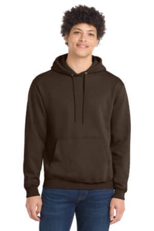 DARK CHOCOLATE BROWN PC78H port & co core fleece pullover hooded sweatshirt
