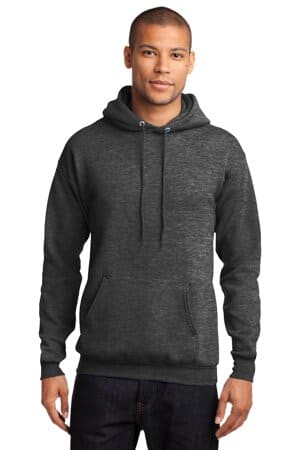 DARK HEATHER GREY PC78H port & company-core fleece pullover hooded sweatshirt