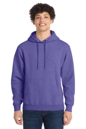 HEATHER PURPLE PC78H port & co core fleece pullover hooded sweatshirt