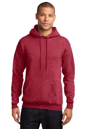 HEATHER RED PC78H port & company-core fleece pullover hooded sweatshirt