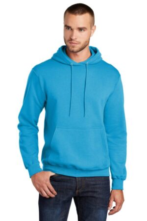 NEON BLUE PC78H port & company-core fleece pullover hooded sweatshirt