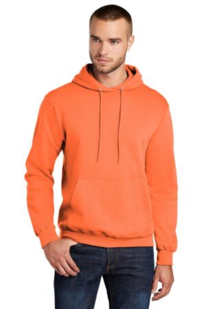 NEON ORANGE PC78H port & company-core fleece pullover hooded sweatshirt