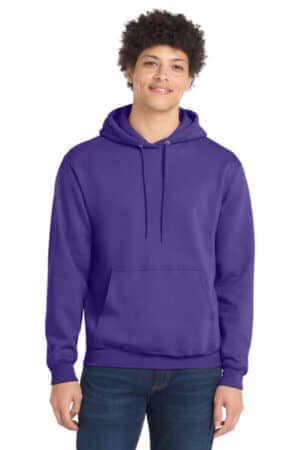 PURPLE PC78H port & co core fleece pullover hooded sweatshirt