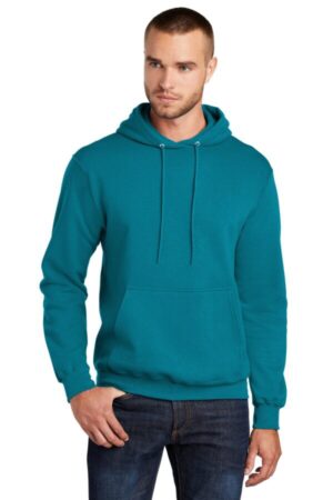 TEAL PC78H port & company-core fleece pullover hooded sweatshirt