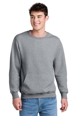 ATHLETIC HEATHER PC78PKT port & company core fleece crewneck pocket sweatshirt