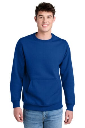 TRUE ROYAL PC78PKT port & company core fleece crewneck pocket sweatshirt