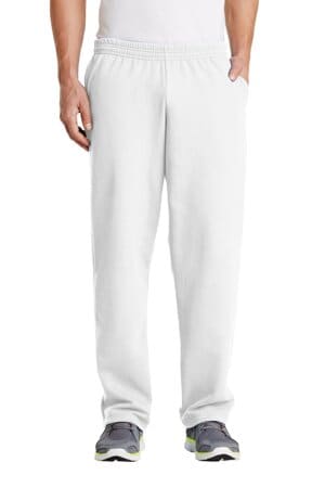 WHITE PC78P port & company-core fleece sweatpant with pockets
