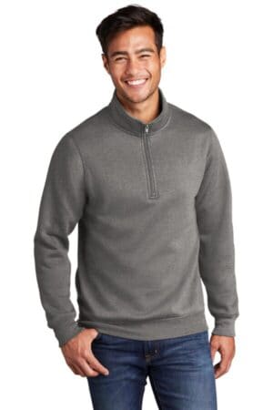 GRAPHITE HEATHER PC78Q port & company core fleece 1/4-zip pullover sweatshirt