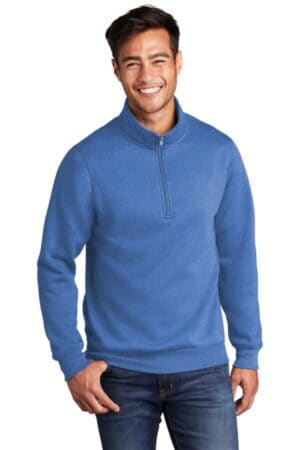 HEATHER ROYAL PC78Q port & company core fleece 1/4-zip pullover sweatshirt